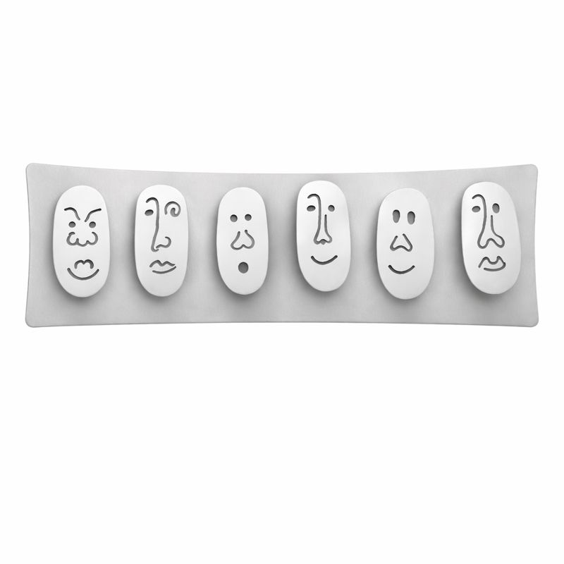 Silver Faces Coat Rack - 6 Peg