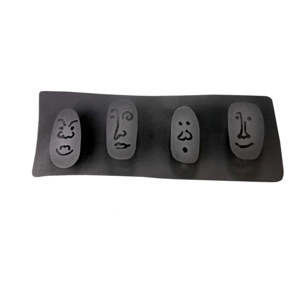 Black Faces Coat Rack - 4 Peg