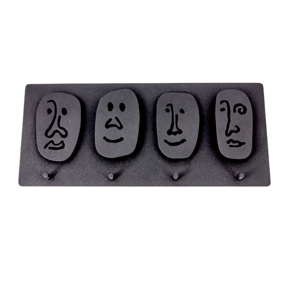 Black Faces Key Holder