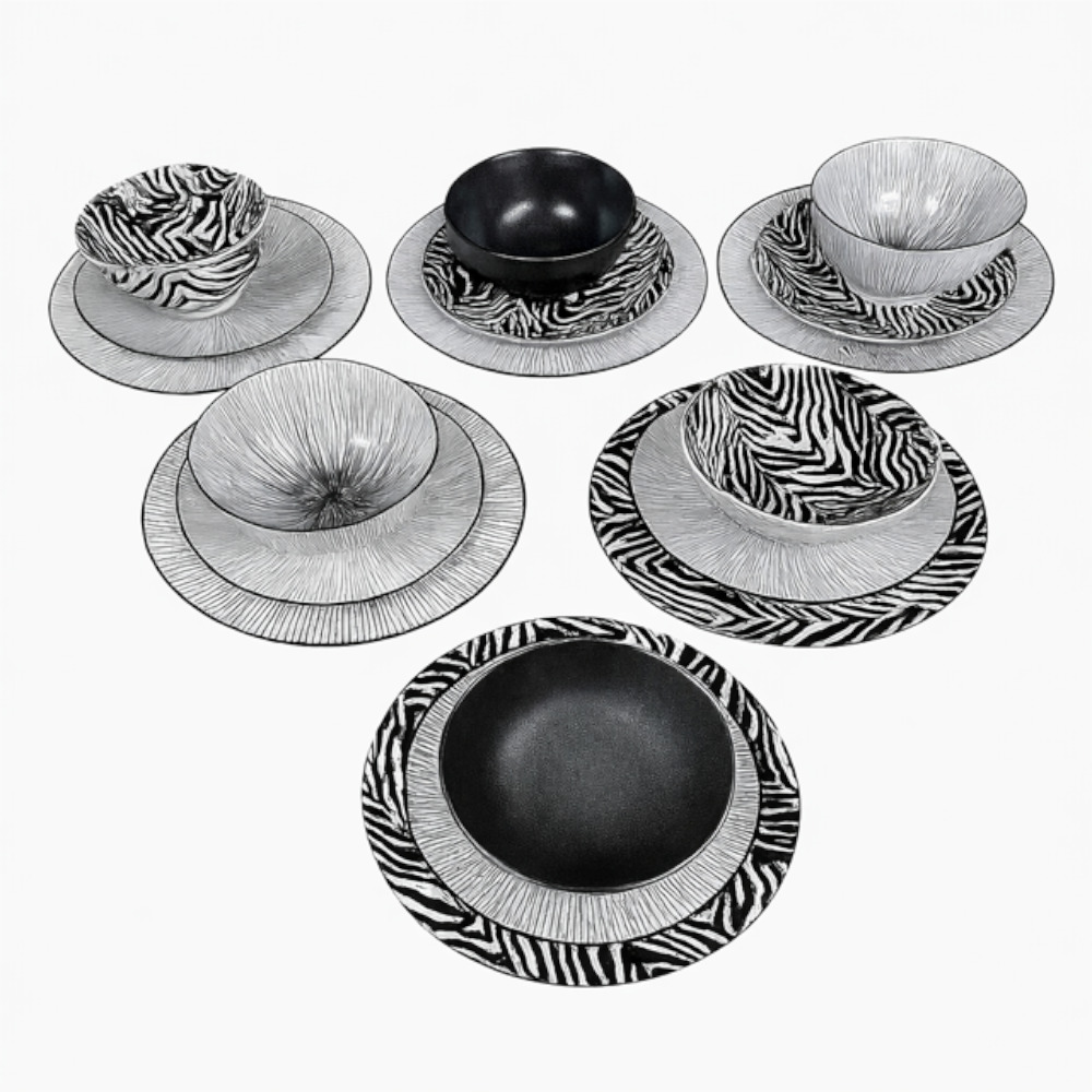 Dinner Set - Black Mix