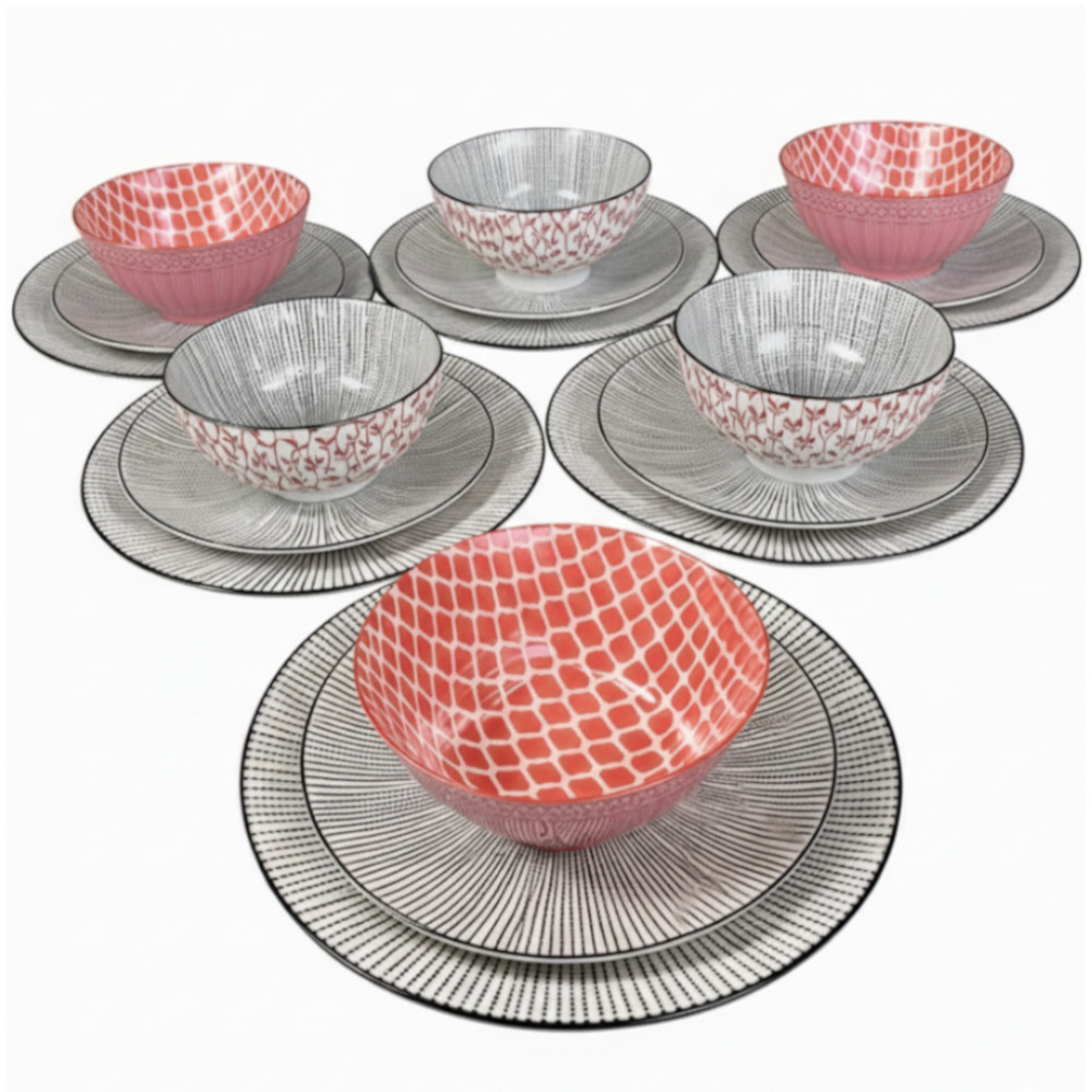 Dinner Set - Red and Black