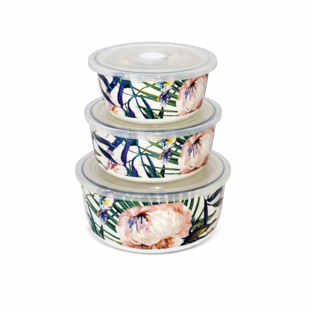 Food Container - Floral - Set Of 3
