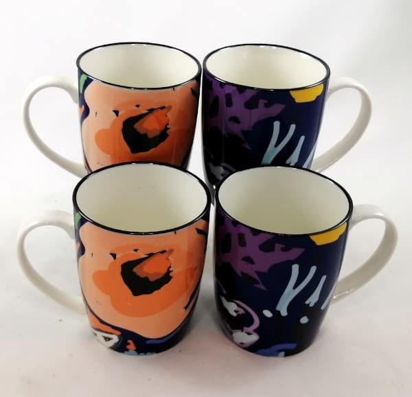 Art Mug - Pink Flower - Set of 4