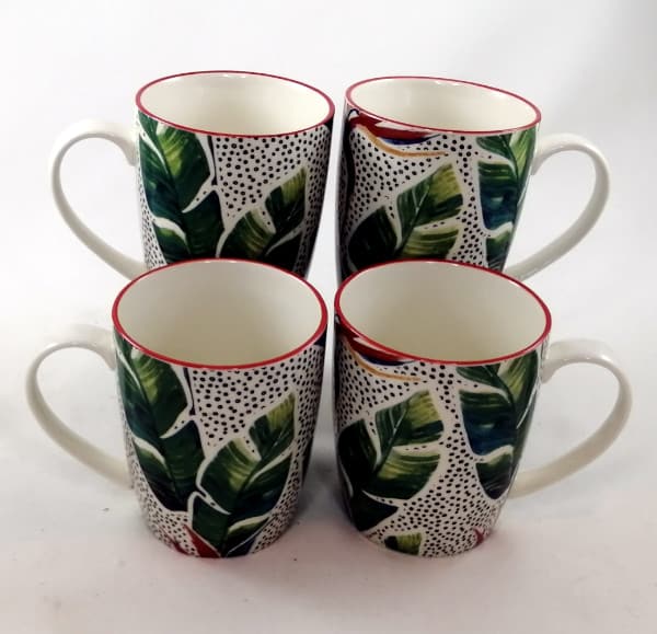 Art Mug - Green Leaf - Set of 4