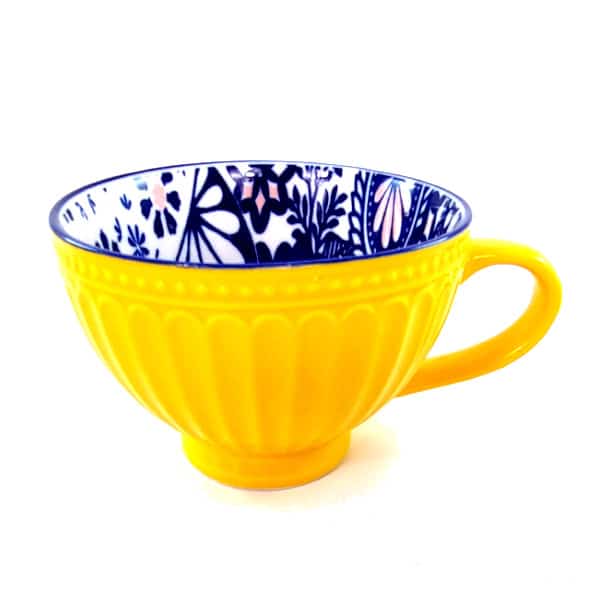 Porcelain Art Mugs - Dandelion Fluted - Set of 4