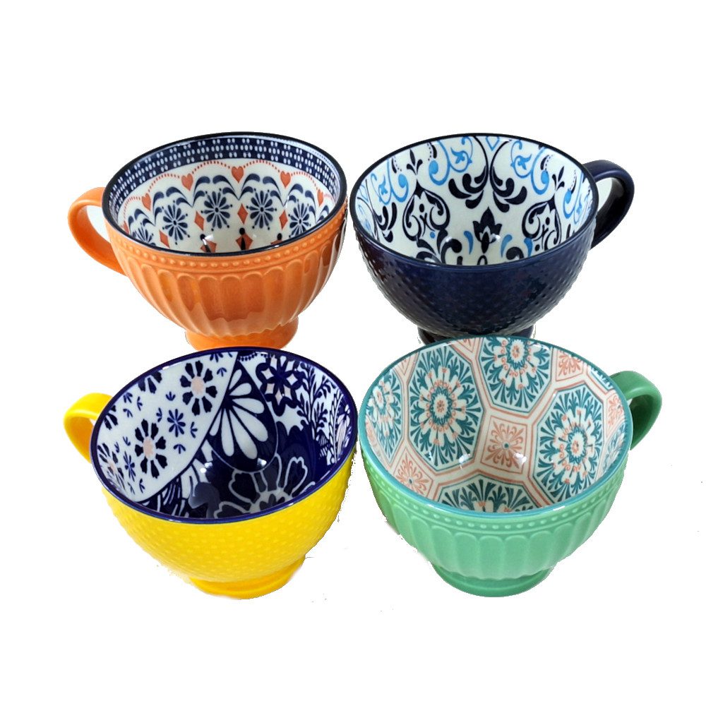 Porcelain Art Mugs - Mix 1 - Set of 4