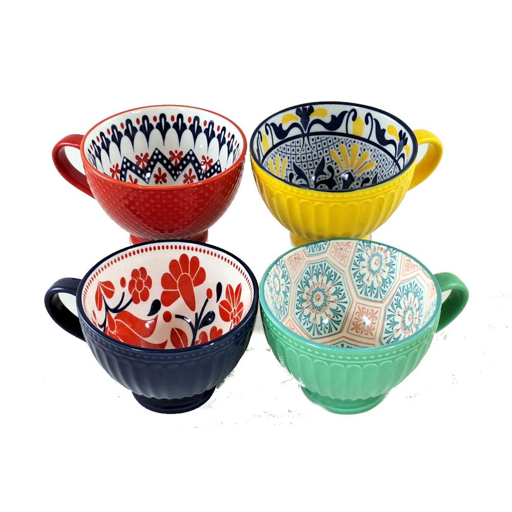 Porcelain Art Mugs - Mix 2 - Set of 4