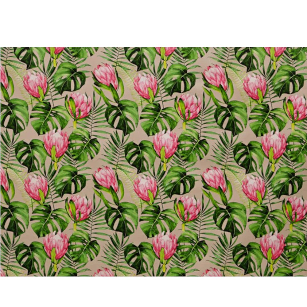 Waterproof Tablecloth - Protea On Beige