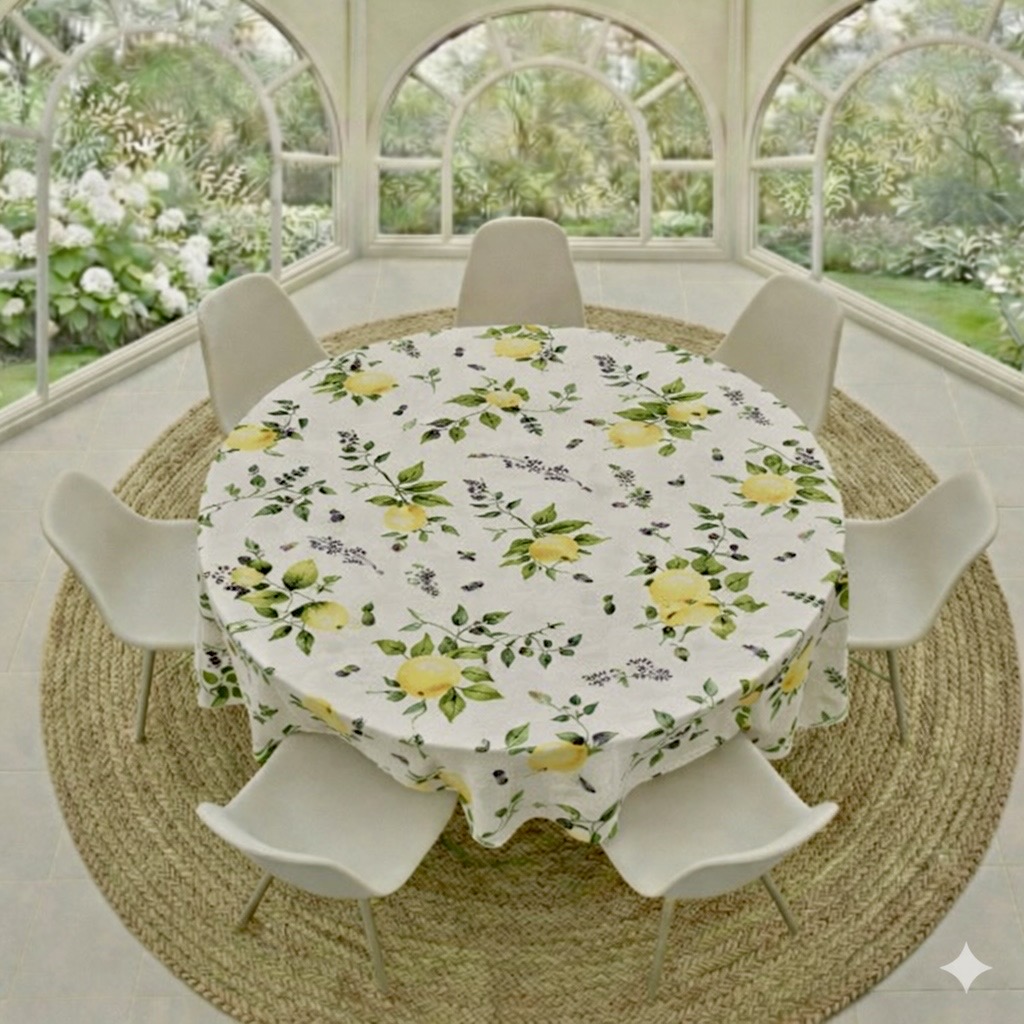 Tablecloth Round - Lemons And Olives