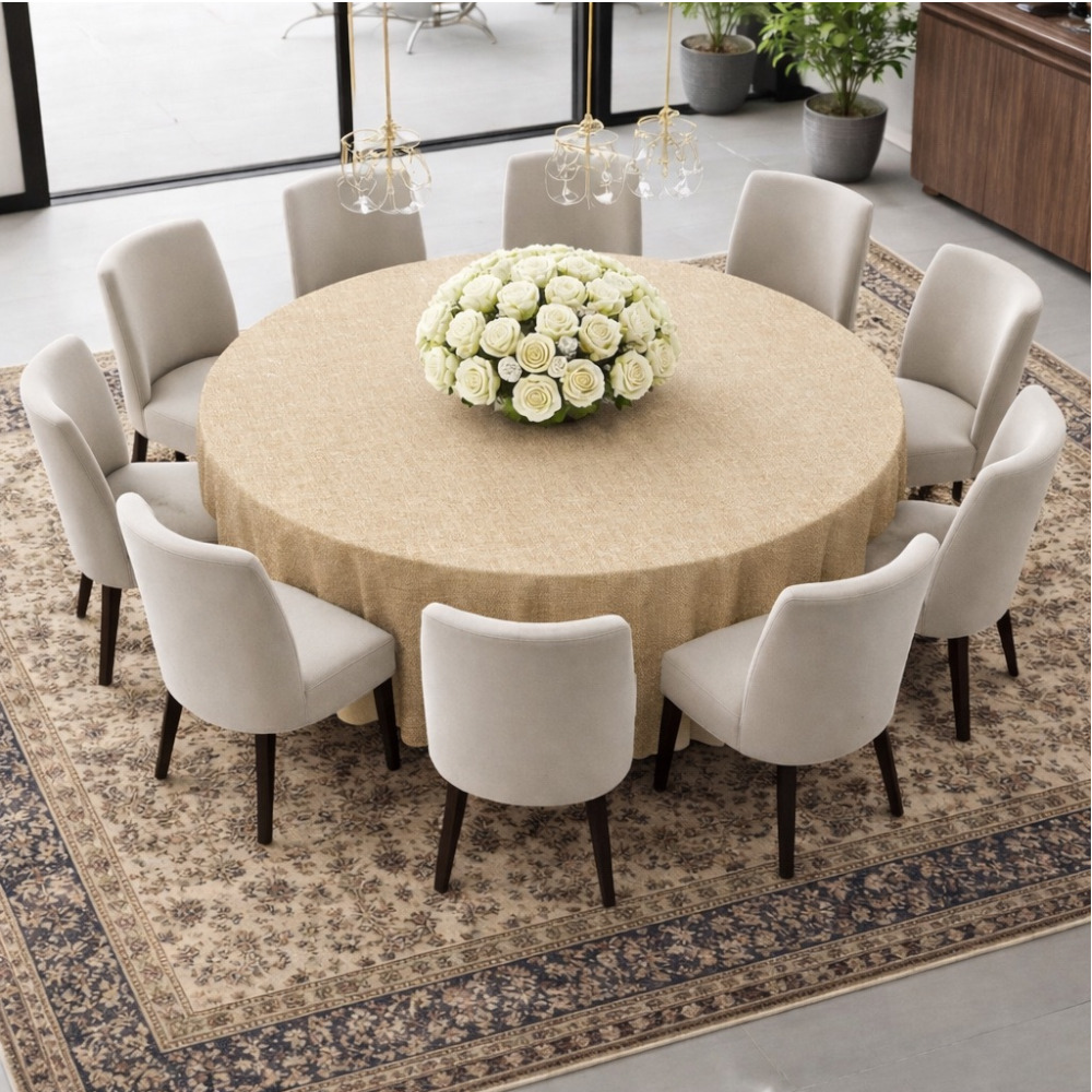 Round Linen Like Tablecloth - Beige