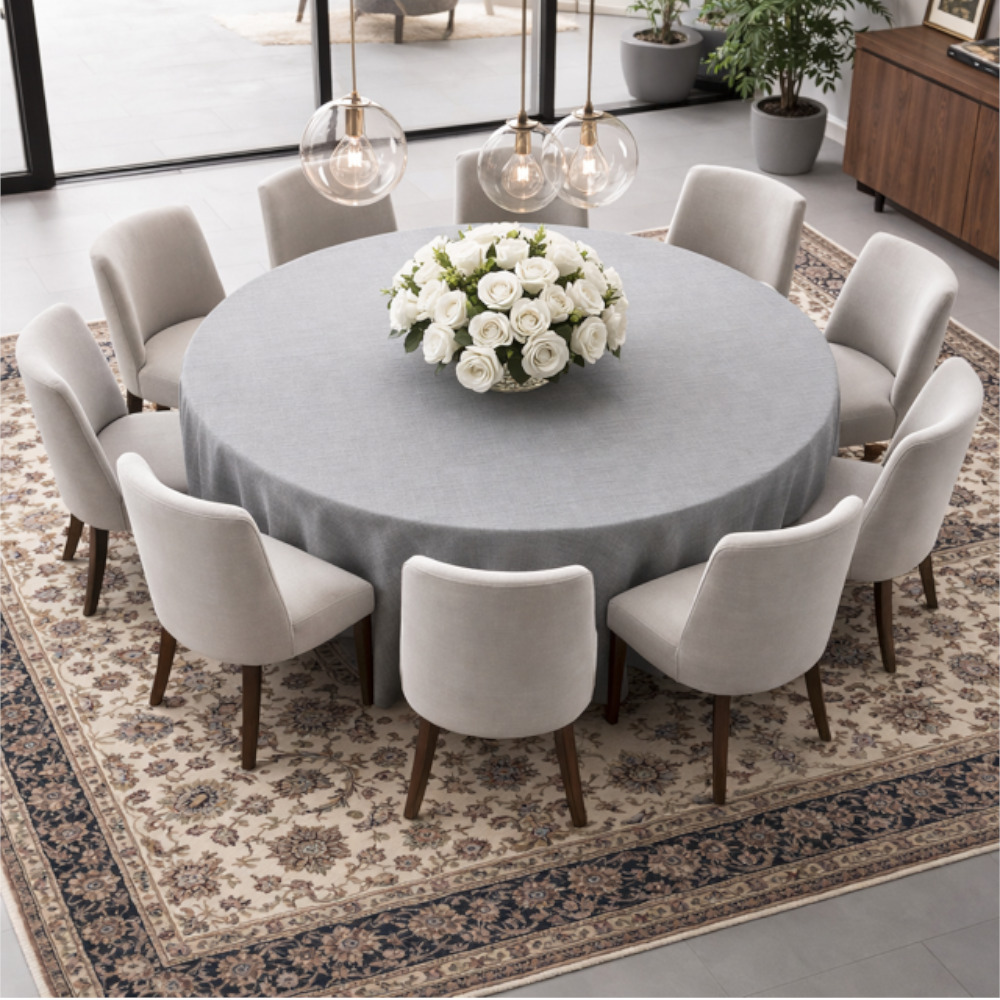 Round Linen Like Tablecloth - Grey
