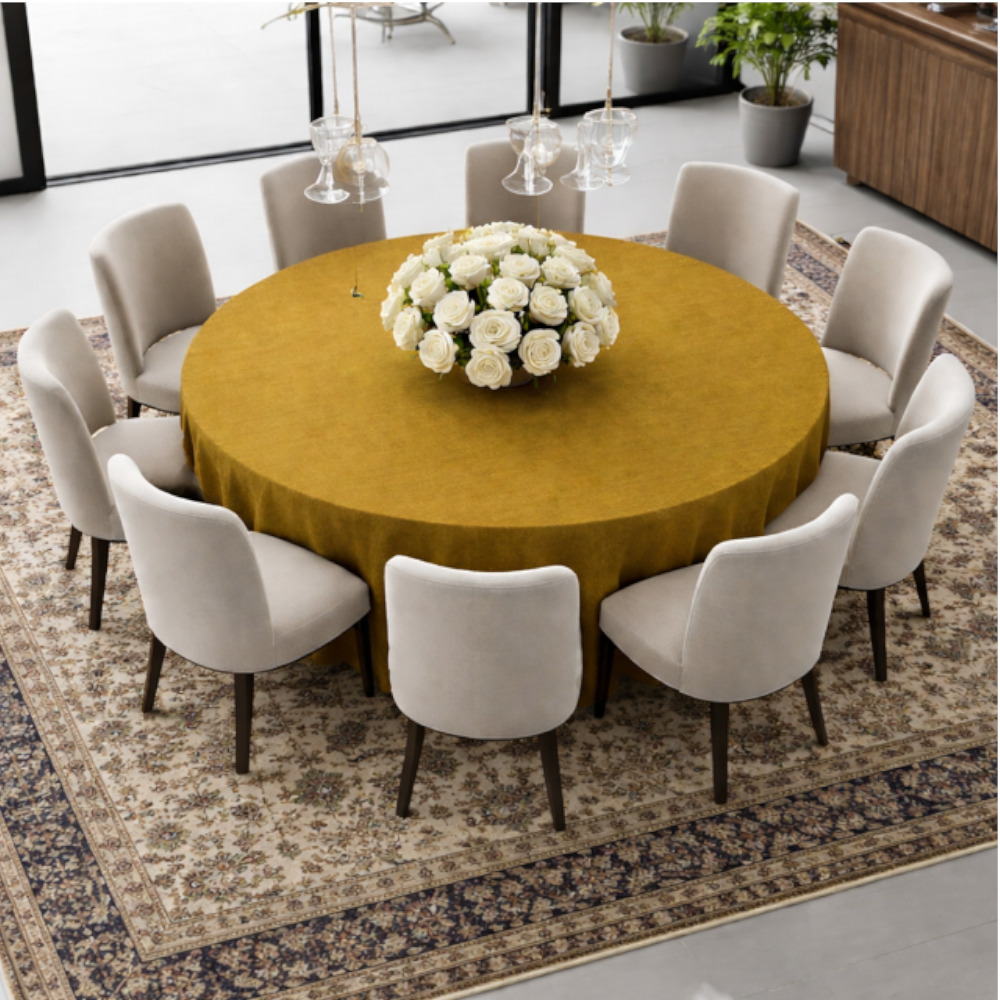 Round Linen Like Tablecloth - Mustard