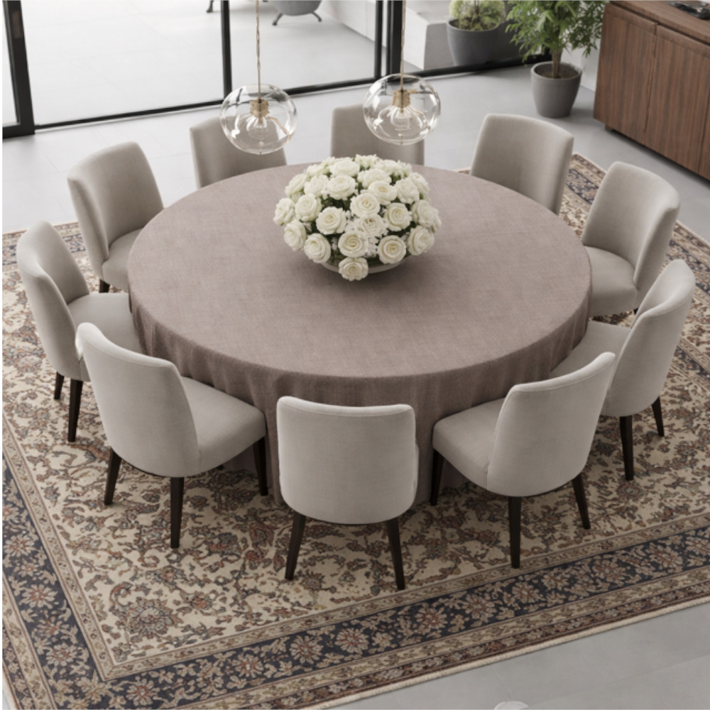 Round Linen Like Tablecloth - Stone