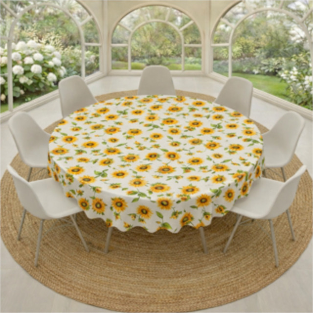 Round Tablecloth Sunflowers