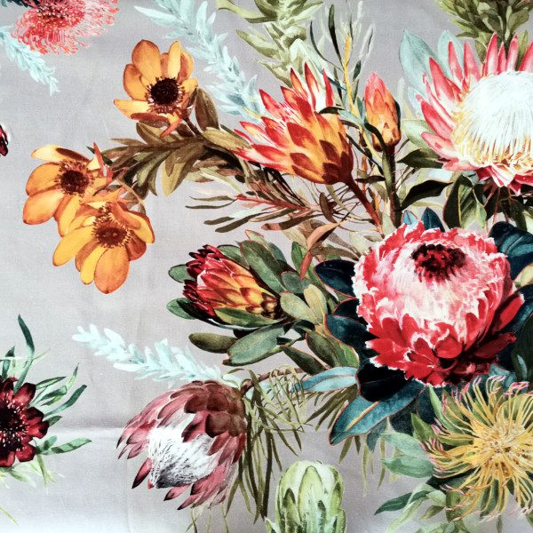 Tablecloth Round - Protea On Grey