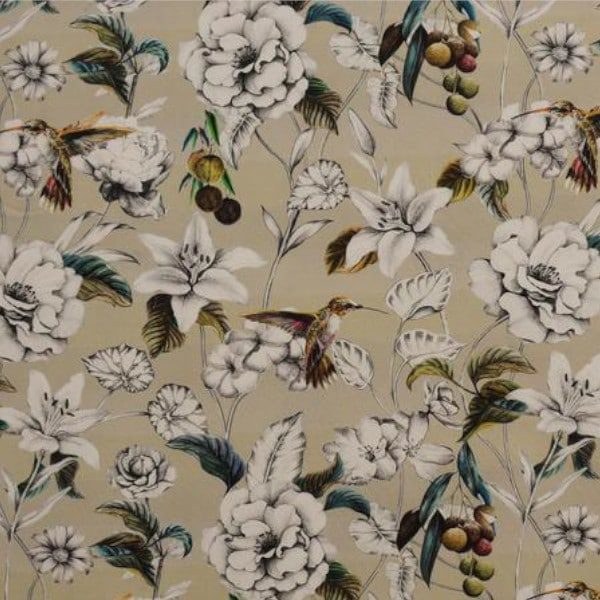 Round Tablecloth White Petals On Beige
