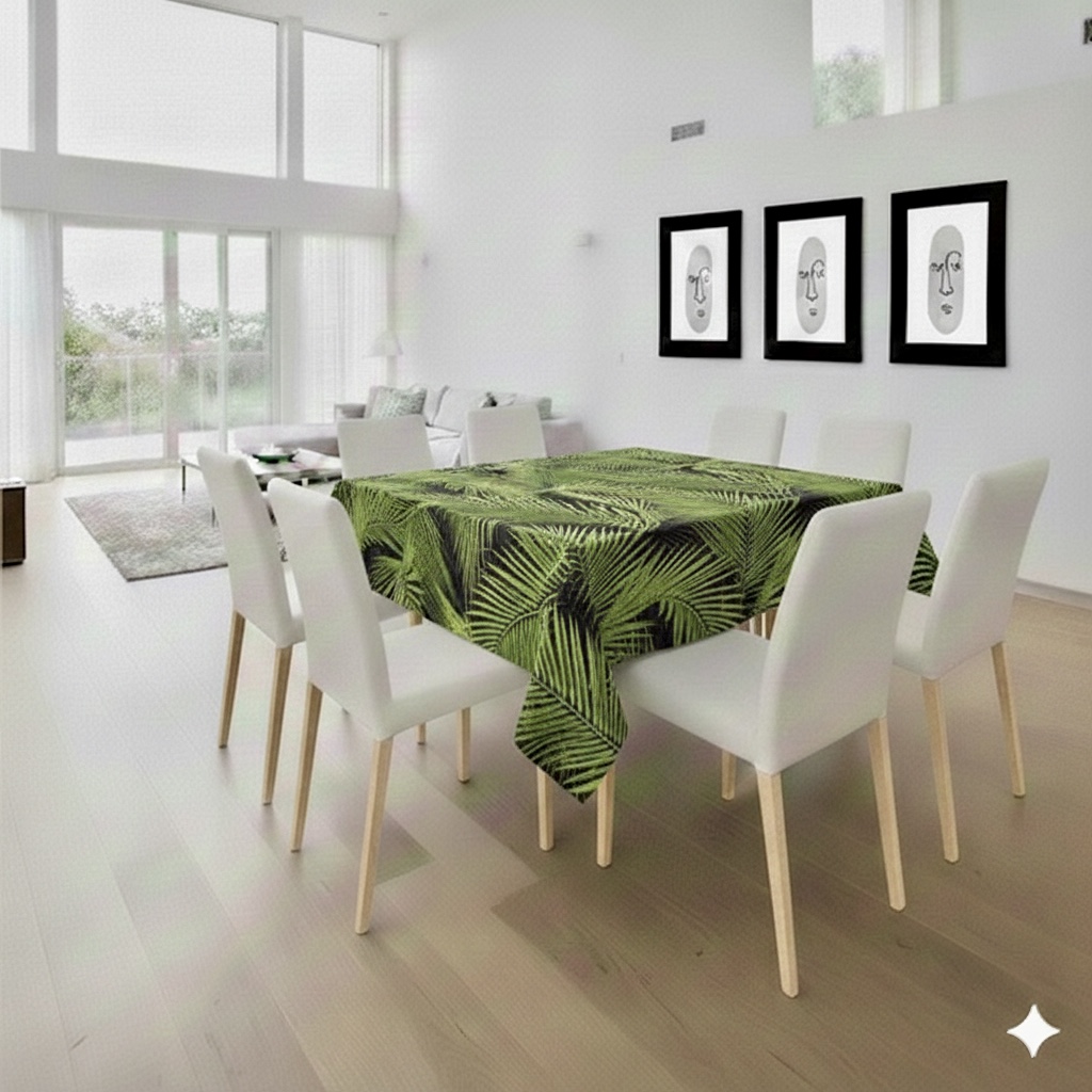 Tablecloth Square - Palms On Black