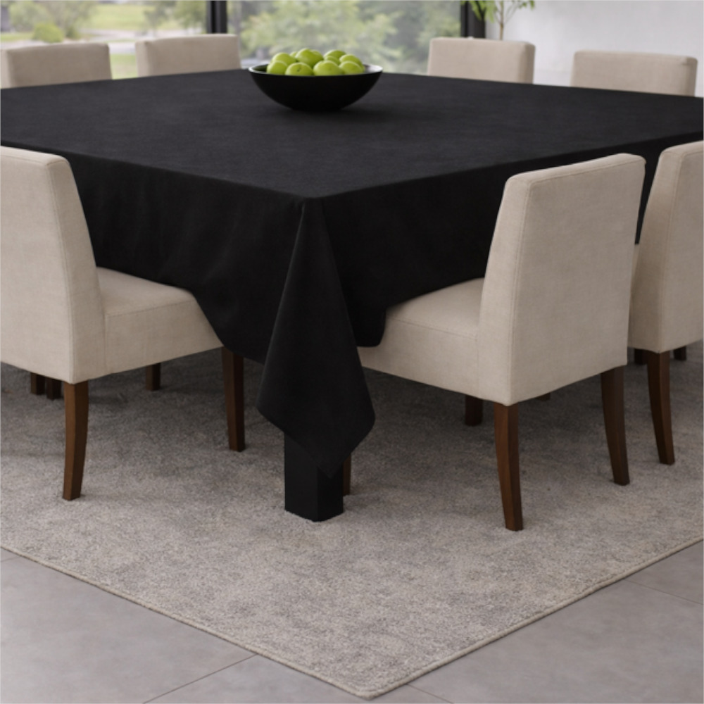 Square Linen Like Tablecloth - Black