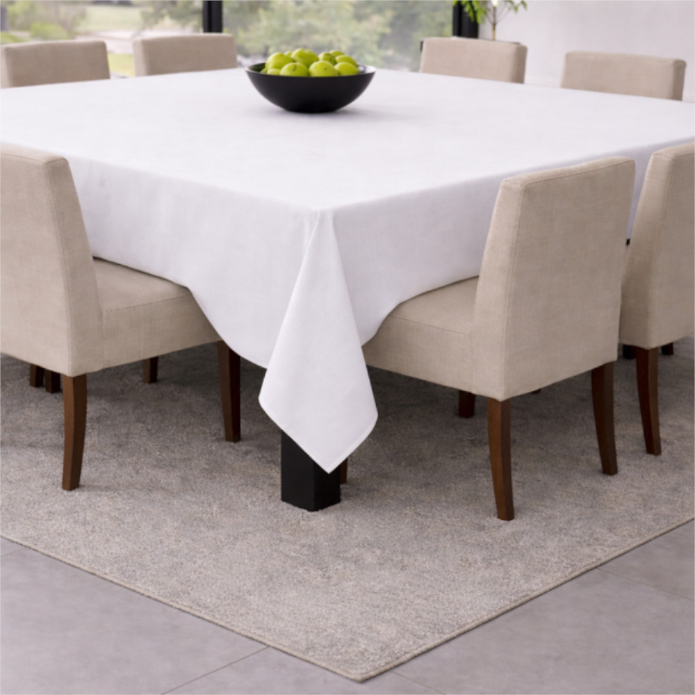 Square Linen Like Tablecloth - White