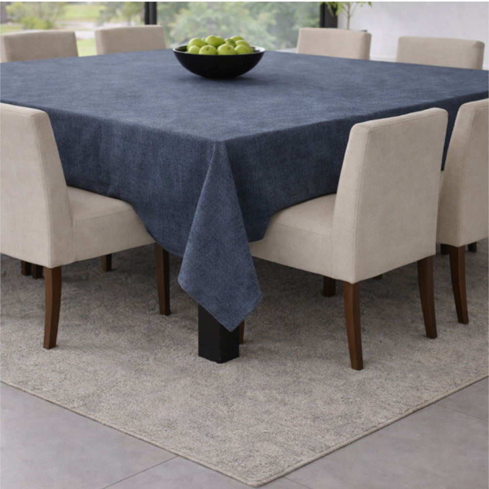 Square Linen Like Tablecloth - Blue