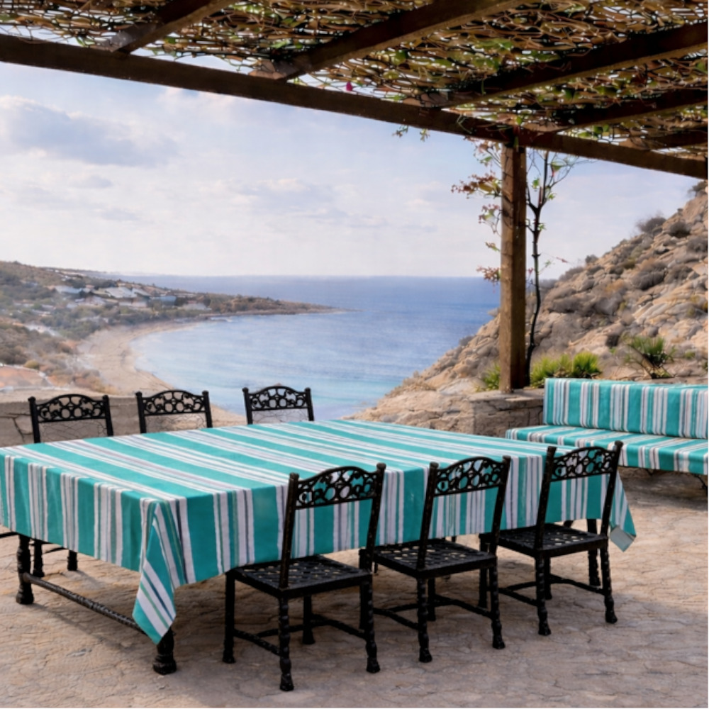 Water Resistant Tablecloth- Turquoise