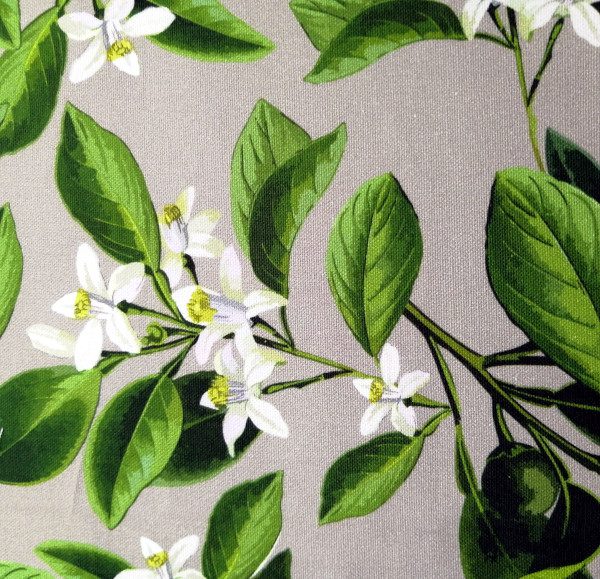 Tablecloth - White Blossom On Grey