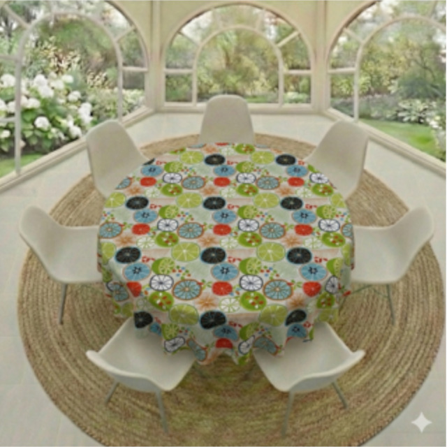 Round Tablecloth Cut Lemons