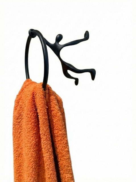 Matt Black Chrome Towel Holder - Image 2