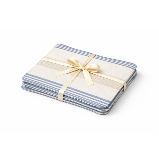 Placemat - Water Resistant - Blue White Grey Stripe