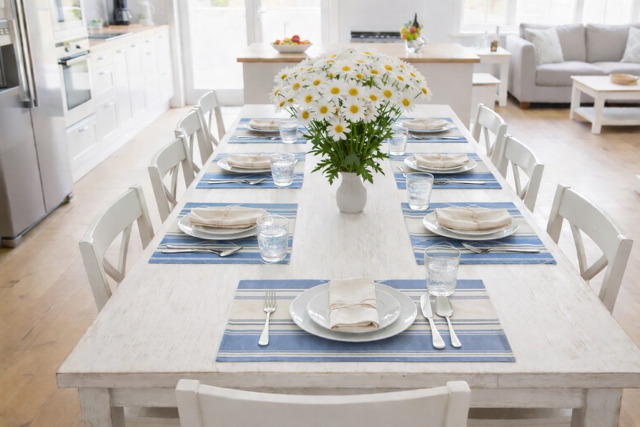 Placemat - Water Resistant - Blue White Grey Stripe - Image 4