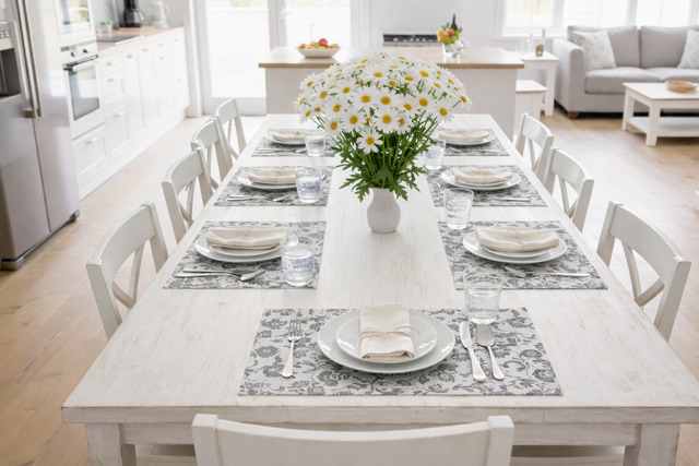 Placemat - Water Resistant - Grey Floral - Image 4