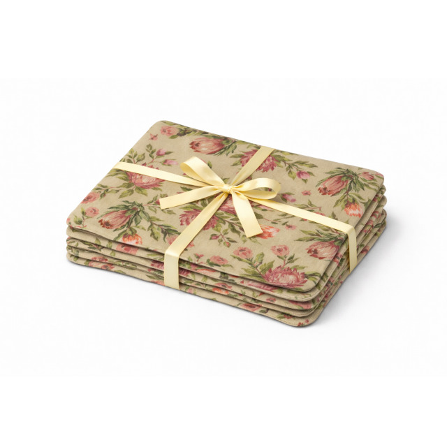 Placemat - Water Resistant - Protea On Beige