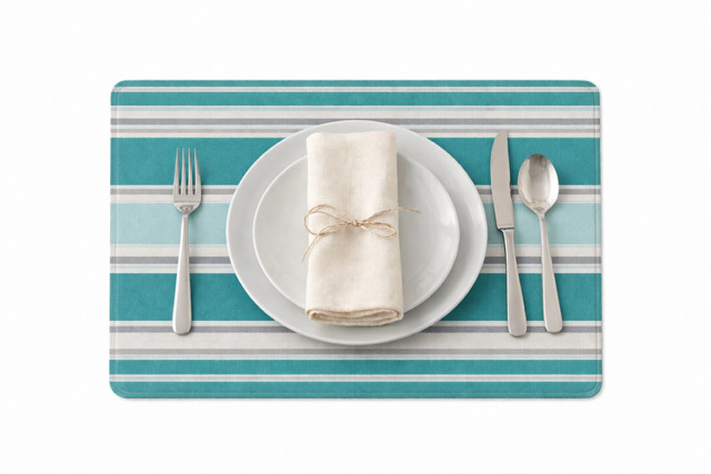 Placemat - Water Resistant - Turquoise And Grey - Image 3