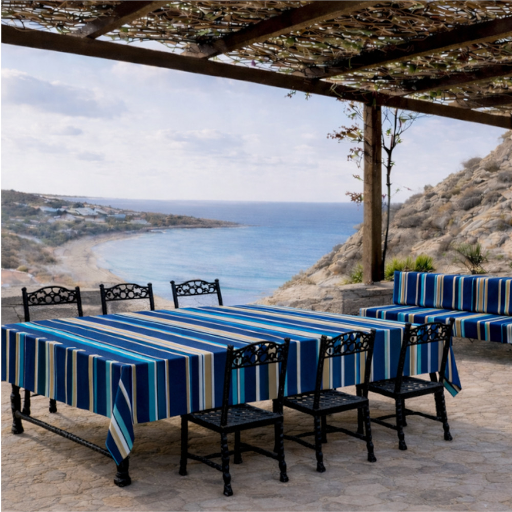 Water Resistant Tablecloth - Multi Stripe