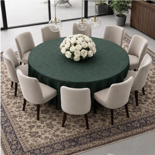 Round Linen Like Tablecloth Green