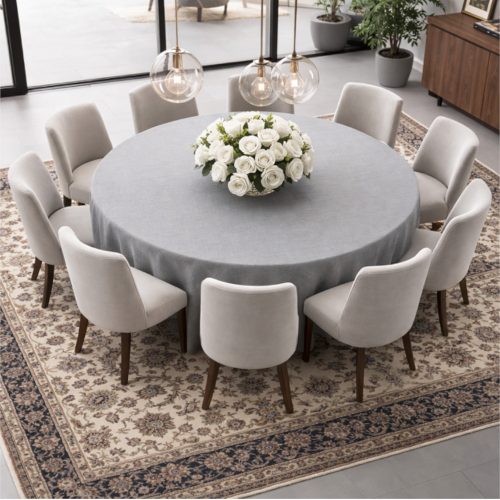 Round Linen Like Tablecloth Grey