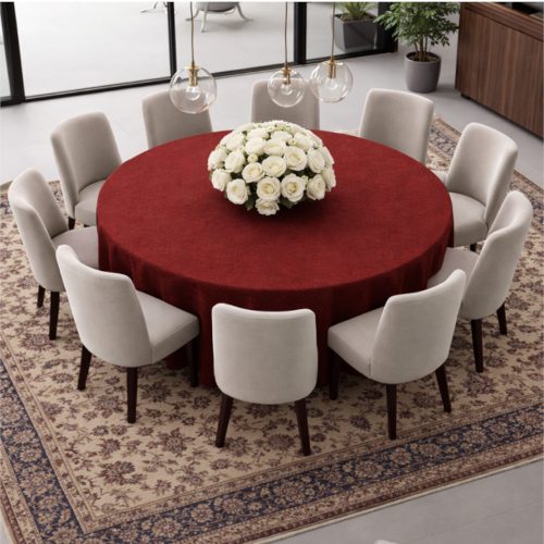 Round Linen Like Tablecloth Red