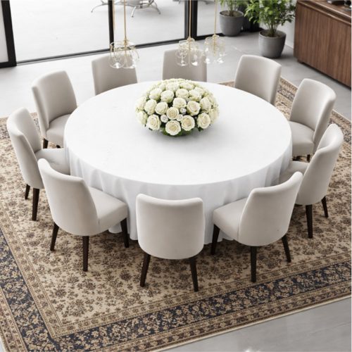 Round Linen Like Tablecloth White