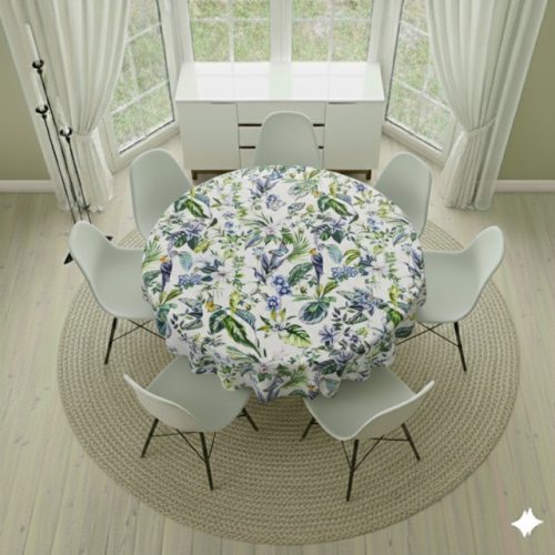 Round Tablecloth- Tropical Blue