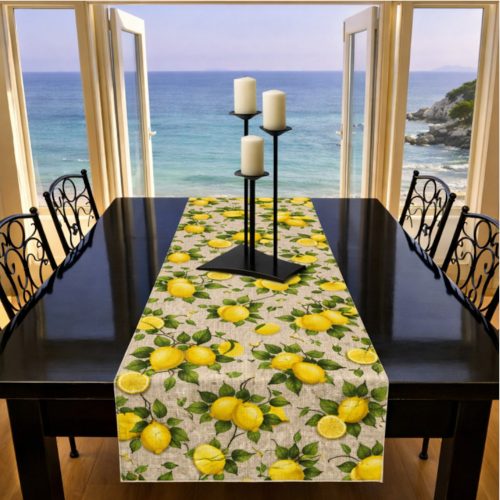 Table Runner Lemons On Beige