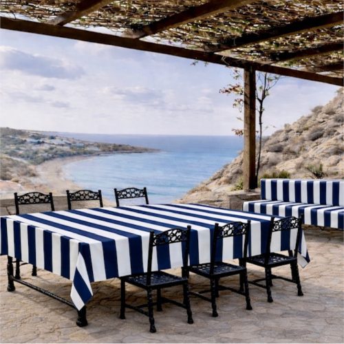 Tablecloth Water Reistant Navy Stripe